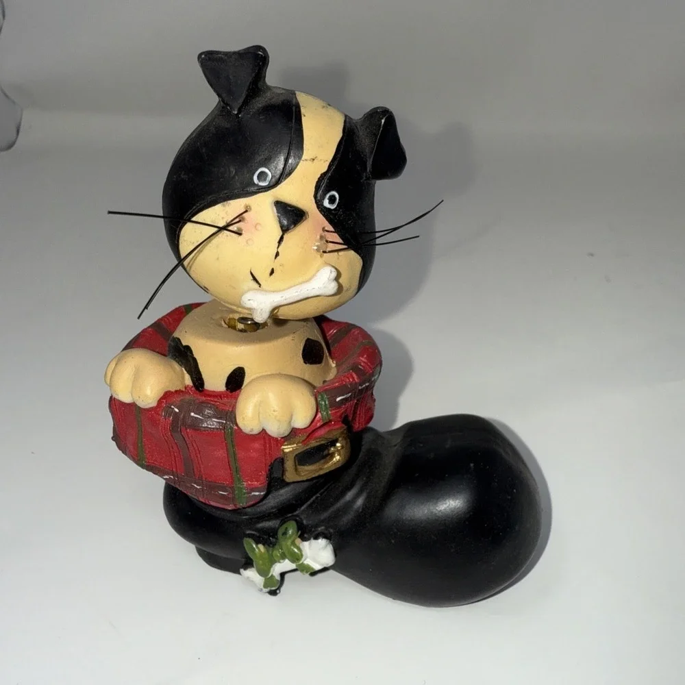 Christmas bobble head Dog Puppy In Black Boot Resin Figurine Scuffs